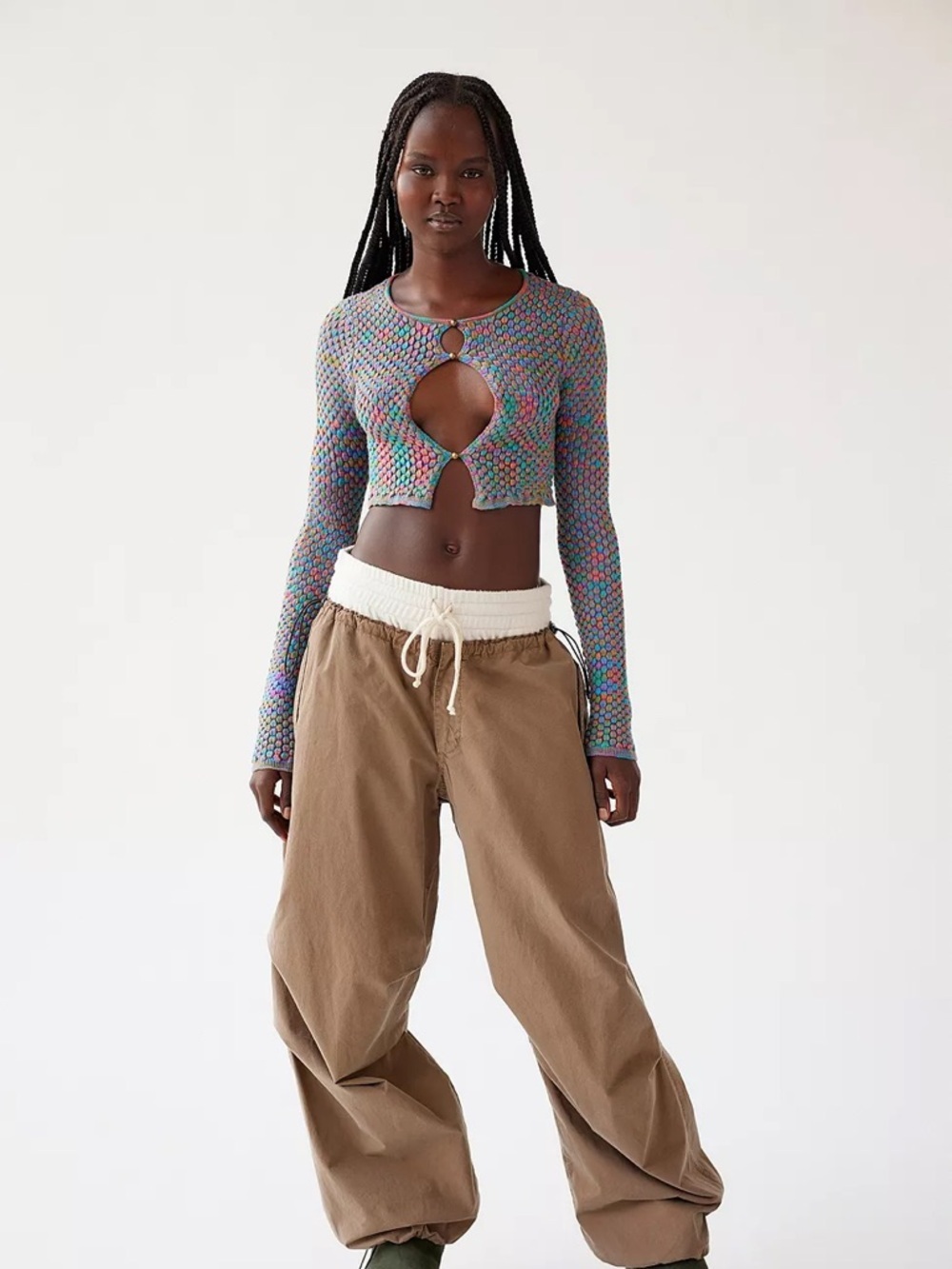 Urban Outfitters Piper Keyhole Crop Top Womens Medium Festival Y2K Boho Urban